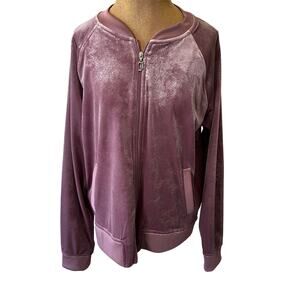 Y2K Juicy Couture metallic purple track warm up jacket sweatshirt zip front L